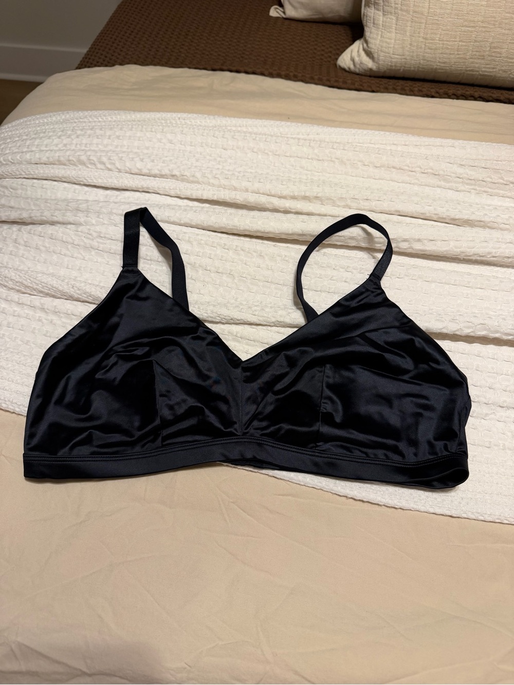 Auden Black Satin Bralette with Adjustable Straps